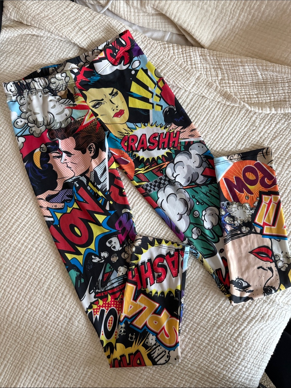 Comic Book Leggings pants print pop art multi colored